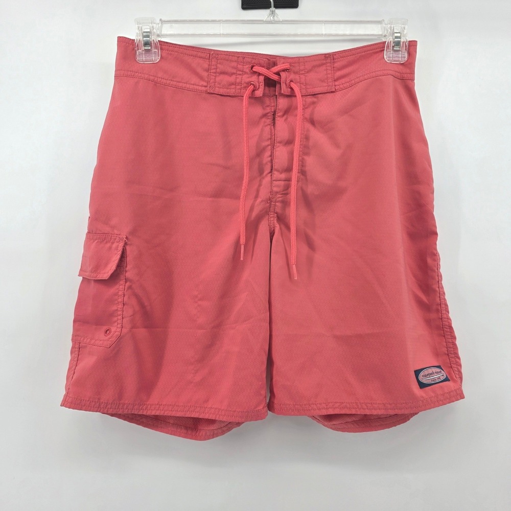 Vineyard Vines Mens Board Shorts Coral Pink Wave Print Swim Trunks Size 30